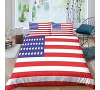 AAHARYA American Flag 3D National Flag Printed Duvet Cover with Pillowcases Bedding Set with Zipper Closure Hypoallergenic Soft Microfiber Quilt Cover Set Double（200x200cm）