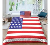 AAHARYA American Flag Bedding Set 3D National Flag Duvet Cover Set Soft Microfiber Quilt Cover with Pillowcases Single（135x200cm）