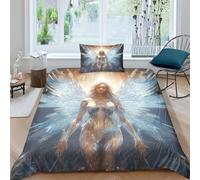 AAHARYA Angel 3D Halo Printed Duvet Cover with Pillowcases Bedding Set with Zipper Closure Hypoallergenic Soft Microfiber Quilt Cover Set Single（135x200cm）
