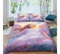 AAHARYA Angel Bedding Set,3D Fairy Elf Duvet Cover with Pillowcases, for Soft Microfiber Quilt Cover with Zipper Closure 3 Piece Set Double（200x200cm）