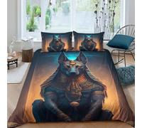 AAHARYA Anubis 3 Pieces Duvet Cover,3D Egyptian Mythology Printed Bedding Set,with Pillowcases,Hidden Zipper,soft Microfiber Quilt Cover King（220x240cm）