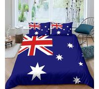 AAHARYA Australia Flag Bedding Set Duvet Cover Soft Microfiber Quilt Cover with 3D National Flag Print Design for Kids Teens Adults Double（200x200cm）