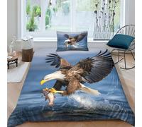 AAHARYA Bald Eagle 3D Printed Duvet Cover Set Brushed Microfibre Soft Quilt Covers Easy Care Hotel Quality Sea Eagle Bedding Sets with Pillowcase 3 Piece Set Single（135x200cm）