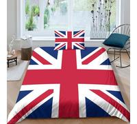 AAHARYA British Flag 3D Duvet Cover Set,National Flag Bedding Set with Zipper Closure, Soft Microfiber Quilt Covers for Home Decor Single（135x200cm）