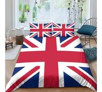 AAHARYA British Flag 3D Printed Room Decor Duvet Cover 3Pcs,Soft Cosy Easy Care Polycotton National FlagBedding Set,with Hidden Zipper Quilt Cover And Pillowcase Double（200x200cm）