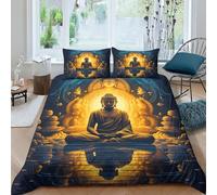 AAHARYA Buddha 3 Pieces Duvet Cover,3D Buddha Printed Bedding Set,with Pillowcases,Hidden Zipper,soft Microfiber Quilt Cover King（220x240cm）