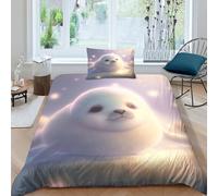 AAHARYA Cute Seal 3D Printed Duvet Cover Sets,Bedding Bed Set, Polycotton Seal Adults Children Quilt Cover Sets Single（135x200cm）