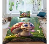 AAHARYA Cute Snail Bedding Set Duvet Cover Soft Microfiber Quilt Cover with 3D Cartoon Snail Print Design for Kids Teens Adults Single(135x200cm)