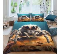AAHARYA Cute Spider Duvet Cover Bedding Set for Kids Boys Soft Microfiber Jumping Spider Quilt Cover 3 Piece Set with Zipper Closure Double（200x200cm）