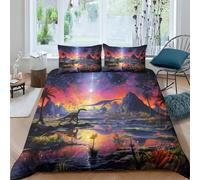 AAHARYA Dinosaur World 3 Piece Set Printed Duvet Cover Bed Set,Jurassic Bedding Set, Soft Comforter Cover With Zipper Quilt Cover & Pillowcaseswith Double（200x200cm）