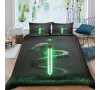 AAHARYA Dragon Sword Duvet Cover Set with Pillowcases,kids Adults Creative 3D Green Lightsaber Bedding Sets with Zipper Closure,Soft Microfiber Quilt Cover Double（200x200cm）