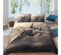 AAHARYA Fighter Jet Bedding Set Duvet Cover Soft Microfiber Quilt Cover with 3D Fighter Planes Print Design for Kids Teenagers Adults Double(200x200cm)