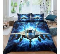 AAHARYA Fighter Jet Duvet Cover Sets, 3D Fighter Planes Bedding Set, Soft & Cosy Breathable Comforter Covers Double（200x200cm）