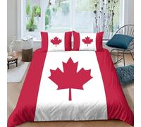 AAHARYA Flag of Canada Duvet Cover, 3D Quilt Cover with Pillowcases, 100% Microfibre,National Flag Theme Bedding Set for Children Kids Adults King（220x240cm）
