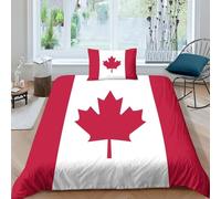 AAHARYA Flag of Canada Duvet Cover Set with Pillowcases,kids Adults Creative 3D National Flag Bedding Sets with Zipper Closure,Soft Microfiber Quilt Cover Single(135x200cm)