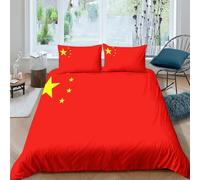 AAHARYA Flag of China Bedding Set 3D National Flag Pattern Duvet Cover for Kids Boys Girls 3Pcs Soft Bedspread Cover Bedroom Comforter Cover Double(200x200cm)