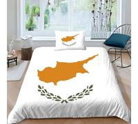 AAHARYA Flag of Cyprus 3D Printed Design Duvet Cover Set,Soft Microfiber,with Pillowcases,Hidden Zipper,National Flag Bedding Set Single（135x200cm）