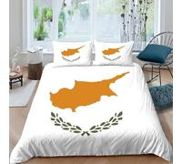 AAHARYA Flag of Cyprus Bedding Set 3D Printed Pattern Ultra Soft National Flag Theme Duvet Cover，room Decoration 3pcs Set,with Hidden Zipper Quilt Cover And Pillowcase King（220x240cm）