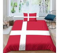 AAHARYA Flag of Denmark Bedding Set Duvet Cover Soft Microfiber Quilt Cover with 3D National Flag Print Design for Kids Teens Adults Single（135x200cm）