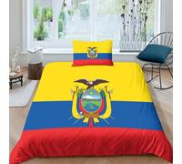 AAHARYA Flag of Ecuador Duvet Cover Set, 3D National Flag Print Bedding Duvet Set with Pillowcases Soft Microfiber Easy Care Quilt Cover for Boys Girls Kids Bedroom Single（135x200cm）