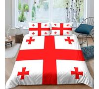 AAHARYA Flag of Georgia Duvet Cover Sets,National Flag Theme Comforter Cover, 3D Bedding Set Soft Microfiber Quilt Cover Breathable Bedroom Decor Double（200x200cm）