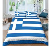 AAHARYA Flag of Greece Bedding Set,3D National Flag Duvet Cover Sets,Soft Microfiber Quilt Cover,Hidden Zipper, with Pillow Case King(220x240cm)