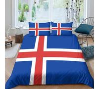 AAHARYA Flag of Iceland 3D National Flag Printed Duvet Cover with Pillowcases Bedding Set with Zipper Closure Hypoallergenic Soft Microfiber Quilt Cover Set King（220x240cm）