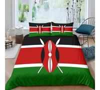 AAHARYA Flag of Kenya 3D Duvet Cover, Bedding Sets,Ultra Soft Polycotton National Flag Quilt Bed Set, Double（200x200cm）