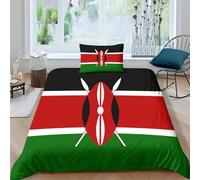 AAHARYA Flag of Kenya Duvet Cover National Flag Bedding Set Soft Microfibe Quilt Cover,Hidden Zipper,Gift,with Pillowcase Single（135x200cm）