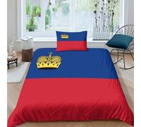 AAHARYA Flag of Liechtenstein Duvet Cover Set National Flag Quilt Cover 3D Print Lightweight Soft Microfiber 3 Piece with Zipper Closure Bedding Sets Single(135x200cm)