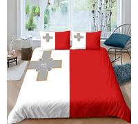 AAHARYA Flag of Malta 3D Printed Duvet Cover Set Microfibre Style Soft Quilt Covers Easy Care Quality National Flag Bedding Sets with Pillowcase King（220x240cm）