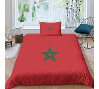 AAHARYA Flag of Morocco 3D Printed Duvet Cover Set Microfibre Style Soft Quilt Covers Easy Care Quality National Flag Bedding Sets with Pillowcase Single（135x200cm）