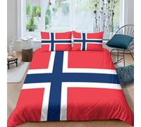 AAHARYA Flag of Norway 3D Duvet Cover, Bedding Sets,Ultra Soft Polycotton National Flag Quilt Bed Set, King(220x240cm)