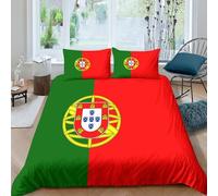 AAHARYA Flag of Portugal Bedding Set 3D Printed Pattern Ultra Soft National Flag Theme Duvet Cover,room Decoration 3pcs Set,with Hidden Zipper Quilt Cover And Pillowcase Double(200x200cm)