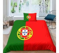 AAHARYA Flag of Portugal Duvet Cover 3D National Flag Printed Pattern Design Bedding Set Comforter Cover For Kids Aldult Bedspread Soft Microfiber Quilt Cover 3pcs Set Single（135x200cm）