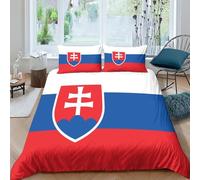 AAHARYA Flag of Slovakia Bedding Set 3D National Flag Duvet Cover Set Soft Microfiber Quilt Cover with Pillowcases Double（200x200cm）