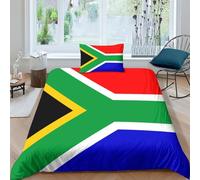 AAHARYA Flag of South Africa Duvet Cover, 3D Quilt Cover with Pillowcases, 100% Microfibre,National Flag Theme Bedding Set for Children Kids Adults Single（135x200cm）