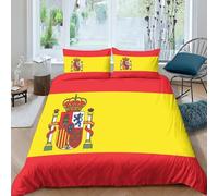 AAHARYA Flag of Spain Duvet Cover 3D National Flag Printed Pattern Design Bedding Set Comforter Cover For Kids Aldult Bedspread Soft Microfiber Quilt Cover 3pcs Set King（220x240cm）
