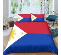AAHARYA Flag of The Philippines Duvet Cover Set for Kids Adults Bedroom Bedding Set 3D National Flag Printed Quilt Cover Set with Zipper Closure Double（200x200cm）