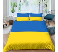 AAHARYA Flag of Ukraine 3D National Flag Duvet Cover, Soft & Cosy Polycotton Quilt Bedding Sets With Pillow Case Double（200x200cm）