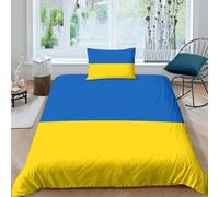 AAHARYA Flag of Ukraine Duvet Cover with Pillowcases 3D National Flag Printed Bedding Set with Zipper Closure Unique Design Anti-allergic Quilt Cover Single（135x200cm）