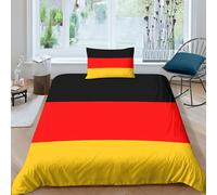 AAHARYA German Flag Bedding Set Soft Microfiber National Flag Duvet Cover with A Sense of 3D Print for Kids,Adults,with Hidden Zipper Quilt Cover Pillowcase 3pcs Set Single(135x200cm)