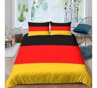 AAHARYA German Flag Bedding Set Soft Microfiber National Flag Duvet Cover with A Sense of 3D Print for Kids,Adults,with Hidden Zipper Quilt Cover Pillowcase 3pcs Set Double（200x200cm）