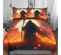 AAHARYA Grim Reaper 3D Duvet Cover, Easy Care Polycotton Bedding Sets, Super Soft Death Scythe Quilt Covers Double(200x200cm)