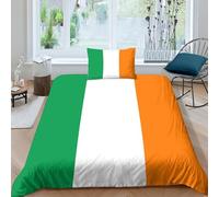 AAHARYA Irish Flag Bedding Set 3D National Flag Pattern Duvet Cover for Kids Boys Girls 3Pcs Soft Bedspread Cover Bedroom Comforter Cover Single(135x200cm)