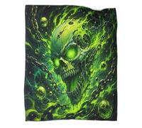AAHARYA Neon skull 3D print microfiber throw blanket soft fleece bedding | 40x50inch plush microfiber touch lightweight warmth sofa bed decor bold graphic style gift teens travel easy