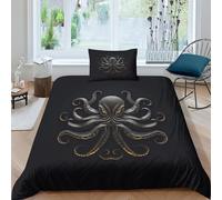 AAHARYA Octopus 3D Duvet Cover, Easy Care Polycotton Bedding Sets, Super Soft Octopus Badge Quilt Covers Single（135x200cm）