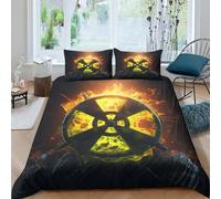 AAHARYA Radioactive Symbol Bedding Set 3D Radiation Leak Pattern Duvet Cover for Kids Boys Girls 3Pcs Soft Bedspread Cover Bedroom Comforter Cover King（220x240cm）