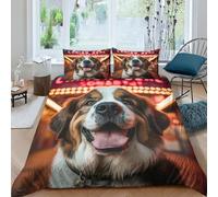 AAHARYA St Bernard Dog Duvet Cover Set 3D Bedding Sets Microfibre Puppy Quilt Cover with Zipper Closure 3 Piece Set Comforter Cover Double（200x200cm）