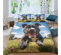 AAHARYA Staffordshire Bull Terrier 3 Pieces Duvet Cover Set 3D Printed Bedding Cute Puppy Quilt Duvet Cover with Zipper Closure,Ultra Soft Microfiber Bedding Double(200x200cm)